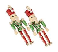 UKCOCO Exaggerated Alloy Cartoon King Soldier Nutcracker Earrings with Enamel and Rhinestones Lightweight Earrings for Women and Fashionable Birthday Prom Party Jewelry Red and Green