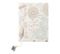 UKCOCO Fabric Book Cover Sleeve A5 Floral Green Satin Protective Book Protector for Students Daily Use Sturdy Bookbinding Accessory