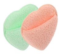 UKCOCO Face Cleansing Gloves 2pcs Exfoliating Makeup Removal Sponges for Gentle Face Wash, Soft Natural Fiber Pads in Orange and Green for Daily Skin Cleansing and Detox