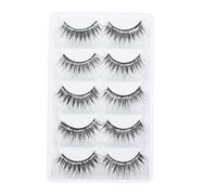UKCOCO False Eyelashes Makeup False Lashes 5 Pairs Artificial Fiber Black Easy to Apply and Not Easy to Break, Natural Look for Women Suitable for Everyday Eye Beauty