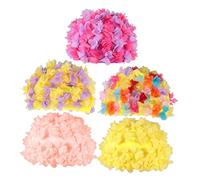 UKCOCO Flower Fashion Swim Cap for Women Breathable Comfortable Ear Protector Elastic Long Hair Swimming Hat Purple and Rose Red Lightweight Eco Friendly Pool Accessory
