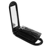UKCOCO Folding Hair Comb with Mirror Portable Brush for Quick Makeup Touchups Compact Static Hair Styling Tool for Travel Gym Bag Purse Black