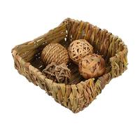 UKCOCO Folding Straw Woven Rabbit Nest Natural and Safe Bedding Can Be Bitten Hideout House for Hamsters and Rabbits