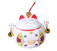 UKCOCO Fortune Cat Ceramic Candy Jar Small Sealed Porcelain Tea Storage Canister Multi-function Household Sugar Container Decorative Kitchen Accessory for Home Use
