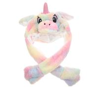 UKCOCO Funny Animal Hat with Moving Ears Pressed by Paws Plush Bunny Ear Costume for Party Outdoor Warm Hat for Birthday Festival Role Play Photography Accessory