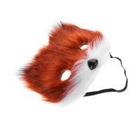 UKCOCO Furry Fox Half Face Mask Eye Catching Animal Cosplay Prop for Masquerade Halloween Parties Soft Plush Design Multiple Animal Styles for Costume Events