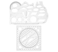 UKCOCO Geometric Drawing Rulers 2pcs Multifunctional Lightweight High Precision Metric Ruler for Drafting and Drawing Suitable for Students and Artists