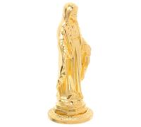 UKCOCO Gilded Virgin Mary Statue Holy Lady Figurine Zinc Alloy Golden Miniature Devotional Religious Decor for Office Desktop Christmas