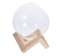 UKCOCO Glass Plant Propagation Station with 10cm Diameter Hydroponic Vase and Wooden Stand, round Glass Container for Bonsai and Indoor Terrarium, Suitable for Tabletop Gardening and Home