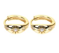 UKCOCO Gold Octagram Star Earrings for Women with Rhinestones, Small Hoop Statement Jewelry Pair, Elegant Golden Eight-pointed Star Studs for Daily Wear