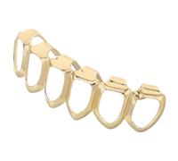 UKCOCO Golden Hollow Tooth Grills for Teeth in Hip Hop Style, Removable Copper Bottom Caps, Easy to Clean and Firm Wear, Suitable for Halloween Costumes and Daily Fashion for Men