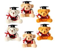 UKCOCO Graduation Bear Plush Keychain Set 6pcs Stuffed Animals for Students 9cm Doctor Bear Pendant Toys for Graduation Party Favors and Backpack Accessories