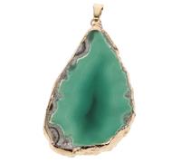 UKCOCO Green Agate Slice Pendant with Gold Edged Plating DIY Agate Charms for Jewelry Making and Wind Chime Decor for Necklace Crafting