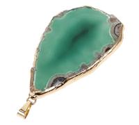 UKCOCO Green Agate Slice Pendant with Gold Edged Wind Chime Agate Sheet DIY Jewelry Making Supplies Decorative Wind Bell Ornament Charm for Crafting