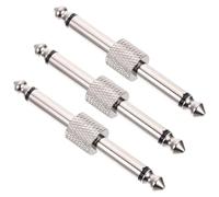 UKCOCO Guitar Pedal Patch Connectors Noise Reduction and Straight-through Effect 3pcs Effect Pedal Adapters 6.35mm, Nickel Plated Brass Material for Live Sound and Stage Use