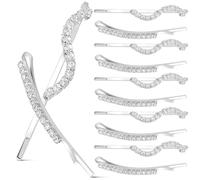 UKCOCO Hair Pins to Create Elegant Hairstyles Decorated with Shiny Rhinestones Silver Rhinestone 12 Pcs Metal Bobby Pins Delicate Design for Women for Engagements and Daily