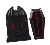 UKCOCO Halloween Coffin and Tombstone Decor Abs Plastic Graveyard Props for Haunted House Party Creative Scary Grave Stone Ornaments Easy to Move Halloween Decoration