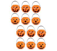 UKCOCO Halloween Pumpkin Candy Buckets Trick or Treat Party Snack Buckets 12Pcs Plastic Random Colour/Style Pumpkin Faces Handles Candy Holders for Party Favors Decorations 2.75X2.75X2.36In