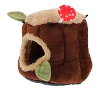 UKCOCO Hamster Warm Cave Small Animal Bed Brown Cloth Suspendable Pet Warm House Protects from Cold with Buckles and Chains Suitable for Floor Or Room Use