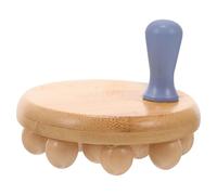 UKCOCO Hand-held Wooden Massage Roller Tool 12 Beads for Acupressure and Blood Flow Stimulation, Sturdy Khaki Body Massager Suitable for Home and Gym Use by Athletes