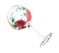 UKCOCO Hand Painted Rose Wine Glass with Stem Elegant Goblet for Home Use Glassware for Wine Candy and Decorative Display Artistic Design