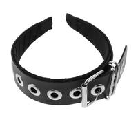 UKCOCO Handmade Punk Style PU Leather Headband with Heavy Duty Hardware Stable and Firm Black Hair Accessory for Women Showcasing Edgy Dark Asian Inspired Design