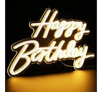 UKCOCO Happy Birthday Neon Sign: Multi-Purpose USB Powered LED Sign Wall Decor - Reusable Warm White Night Light for Birthday Party Outdoor Indoor Use, Easy to Hang, Battery-Free