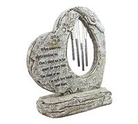 UKCOCO Heart Shaped Pet Memorial Stone with Wind Chimes Durable Tombstone for Indoor Outdoor Use Thoughtful for Pet Loss Garden Home Decoration