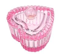 UKCOCO Heart-shaped Pink Glass Dappen Dish with Lid, Monomer Bowl Nail Dust Collector, Crystal Nail Brush Cleaner Cup for Acrylic Polish Manicure Tools, Suitable for Home and Salon Use