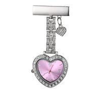 UKCOCO Heart Shaped Pocket Watch for with Glass Alloy Material, Portable and Practical Clip-on Fob Watch Suitable for Nurse's Daily Work the Hospital