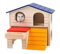 UKCOCO House Year Pet Hideout Wooden Small Castle Style Hamster with Eating and Rest Features for Rat and Hamster Suitable for Play and Rest