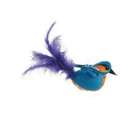 UKCOCO Interactive Simulated Chirping Bird Cat Teaser Attachment with Flapping Wings Blue Ribbon Kingfisher Design for Indoor Kittens and Catnip Play