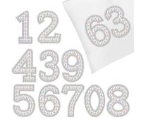 UKCOCO Iron-on Rhinestone Number Patches 0-9 - 10-Pack Pearl & Crystal Appliqués for DIY Clothing Repair & Personalisation - for Jeans, Jackets, Hats, Bags