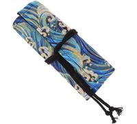 UKCOCO Japanese Style Cotton Linen Pencil Roll up Case, Large Capacity 24-Hole Pencil Wrap Pouch, Sturdy Pen Carrier Organizer for School and Outdoor Use