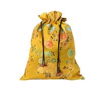 UKCOCO Jewellery Storage Bag Silk Drawstring Pouch for Christmas and Anniversary Parties (Yellow, Random Pattern)