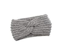 UKCOCO Knitted Woolen Yarn Headband for Women Grey Sports Cross Headwrap Stylish Warm Hair Band for Exercise Yoga Running Comfortable Fit Winter Essential