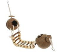 UKCOCO Ladder Hanging Bird House with Two Coconut Shell Nests for Pet Birds Budgies and Cockatiels Indoor Resting Nest