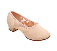 UKCOCO Ladies Ballroom Latin Ballet Dance Shoes Low Heel Soft Suede Sole Canvas Close Toe Beginner Practice Yoga Belly Dance Stage Performance Shoes Beige