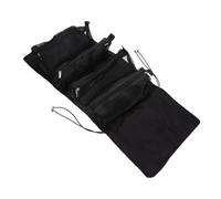 UKCOCO Large Black Polyester Cosmetic Bag with Foldable Design and Storage Pouch for Portable Makeup and Toiletry Organiser Suitable for Travel and Home Use