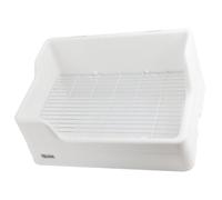 UKCOCO Large Bunny Pet Litter Box Split Design, Anti-flip Rabbit Cage Toilet Tray, White Rabbit Training Potty Suitable for Indoor Small Animals and Hamsters