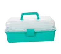 UKCOCO Large Capacity Green Tool Storage Box with Multi Compartments Organizer Case for Household and Office Secure Buckle Design for Nails Screws and Hand Tools