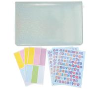 UKCOCO Large Capacity Pu Budget Envelope Set with Zipper Portable Cash Budget Wallet with 1 Outer Case 12 Colored Envelopes 4 Zipper Pouches Calculator 3 Sequin English Sheets 6 Sticker