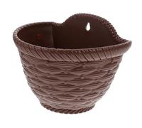UKCOCO Large Coffee Color Hanging Wall Planter Basket, Semi-circle Woven Rattan Style Flowerpot for Balcony and Indoor Succulent Garden, Indoor Outdoor Vertical Wall Flowerpot