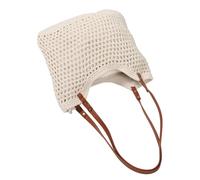 UKCOCO Large Woven Cotton Yarn Shoulder Bag Stylish Beach Tote with Hollow Out Design for Summer Travel and Leisure Durable Comfortable for Daily Use and Vacation Adventures
