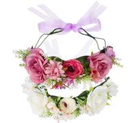 UKCOCO Lightweight and Comfortable Flower Hairband with Delicate Cloth Rose Flower Appearance 2pcs Bridal Headband for Photo Props and Xmas Party Accessories
