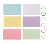 UKCOCO Lined Index Cards for Studying with Metal Binder Ring, Paper Flashcards with Convenient Hole Punch and Simple Style, for Revision and Note Taking
