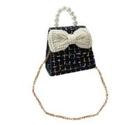 UKCOCO Little Girl Pearl Bag with Bowknot Design, Cotton and Linen Material, Single Shoulder Coin Purse, Stylish and Elegant Handbag for Daily Use