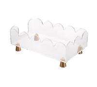 UKCOCO Luxury Acrylic Napkin Holder with Metal Feet, Rectangle Tissue Box Holder for Bathroom and Kitchen Countertop, Scalloped Guest Towel Dispenser for Home and Hotel Use