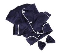 UKCOCO Luxury Faux Silk Two-legged Dog Pajamas Set with Bowknot Headband, Breathable and Soft Sleepwear for Puppies and Cats, for Holidays and Celebrations