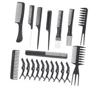 UKCOCO Male Hair Styling Comb Kit and Haircutting Clips 20pcs with Double Teeth Wide Tail Plastic Combs Lightweight and Smooth Texture Black for Professional and Home Use
